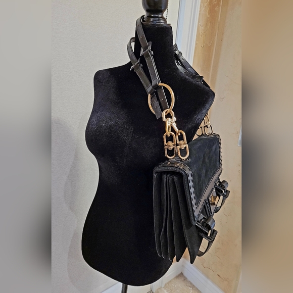 Givenchy Vintage Suede and Leather Handbag with Gold-Tone Chain Hardware Black - Picture 9 of 15